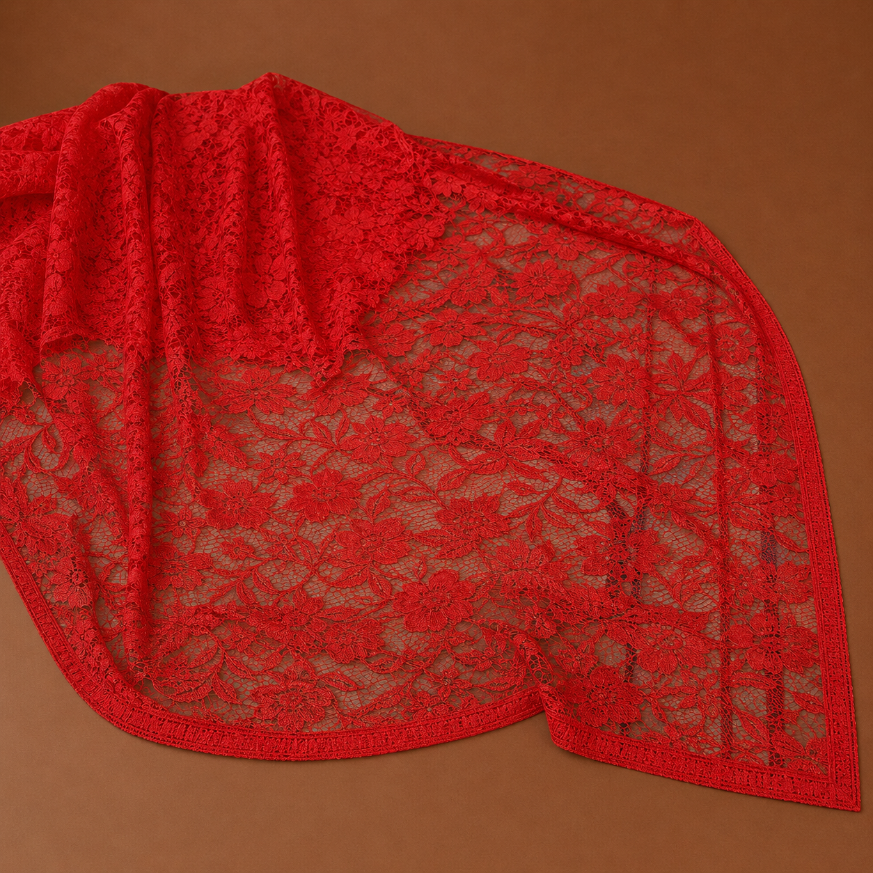 Ruby Red Sequin Embroidered Net Saree with Designer Blouse