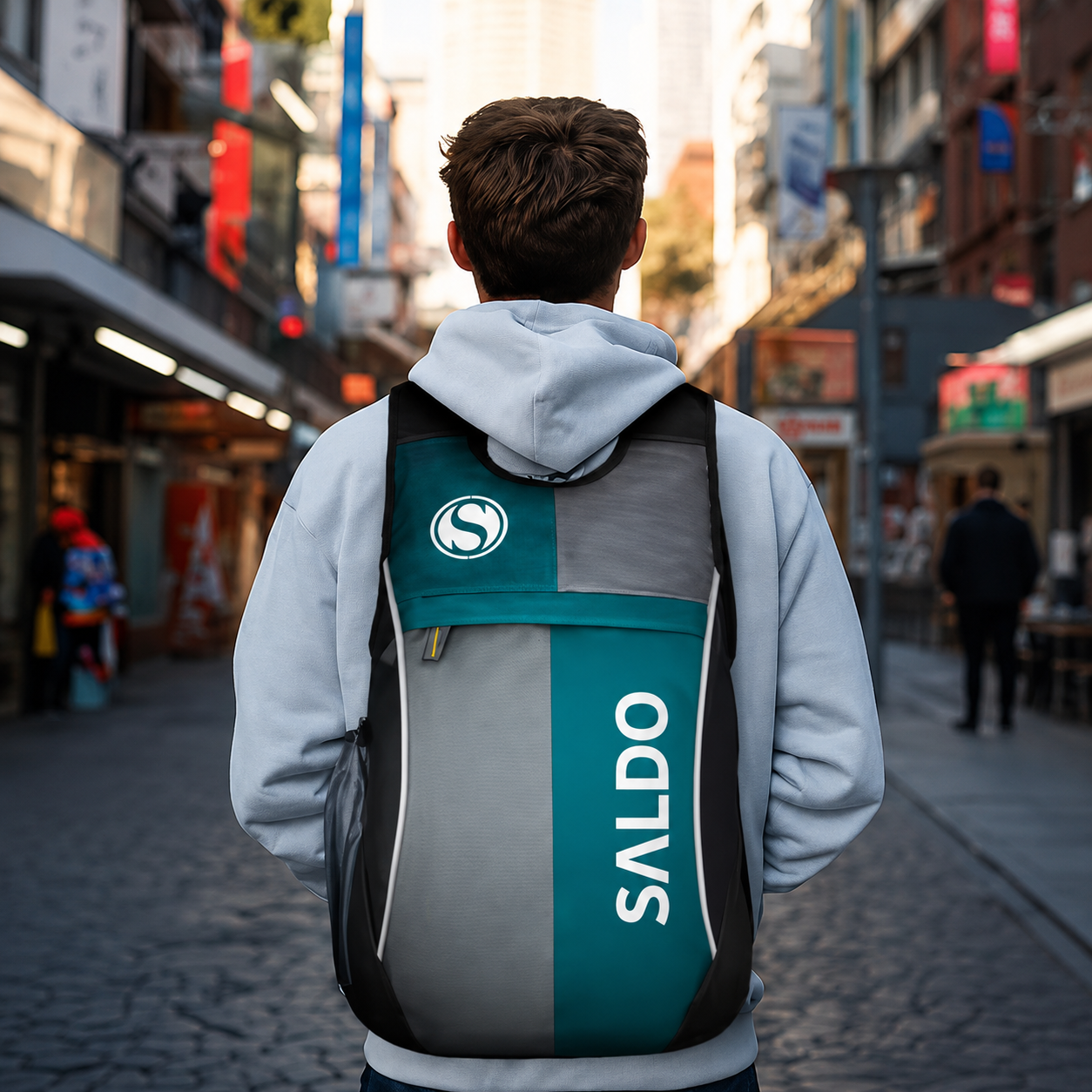 SALDO Unisex Sports & Travel Backpack | Large Capacity Multipurpose Laptop & Outdoor Daypack (Teal/Grey/Black)