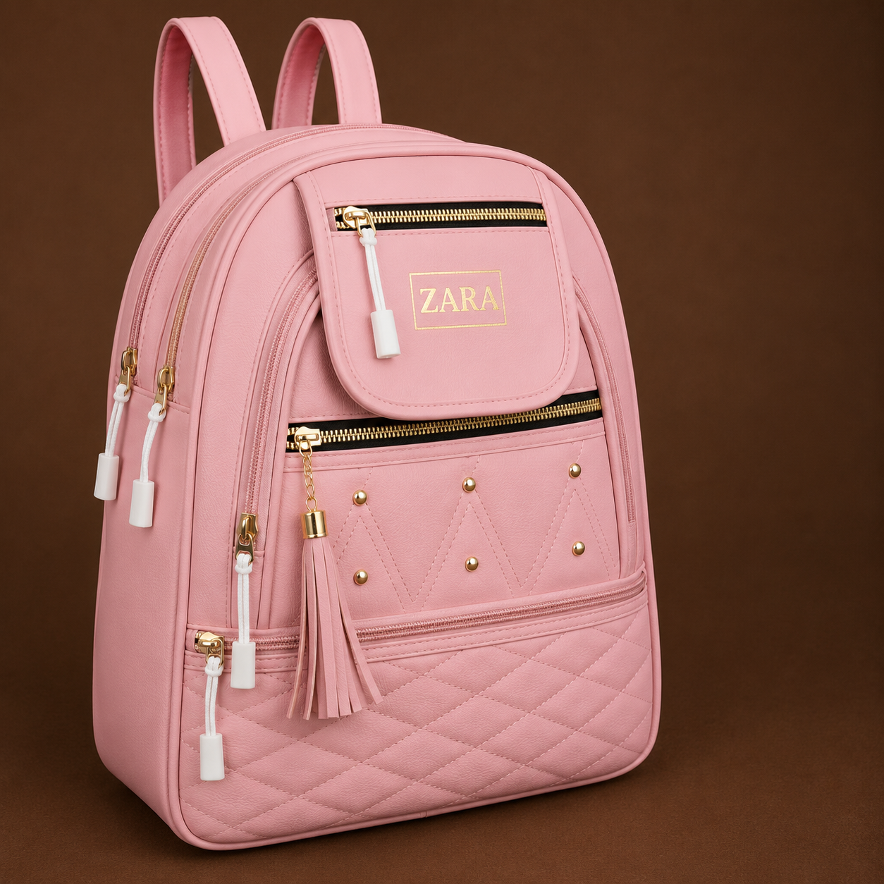Dyana core Women's Premium Pink Multi-Compartment Backpack | Stylish Quilted Travel & College Bag with Tassel Detail
