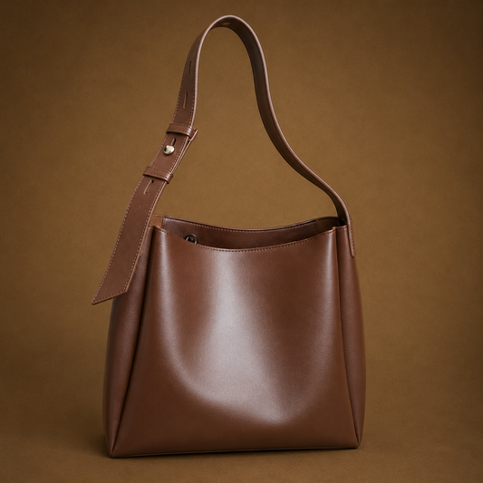 Premium Brown Minimalist Shoulder Tote Bag for Women | Elegant Daily Use Handbag