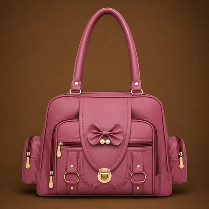 Premium Pink Multi-Compartment Handbag for Women | Elegant Shoulder & Travel Tote Bag