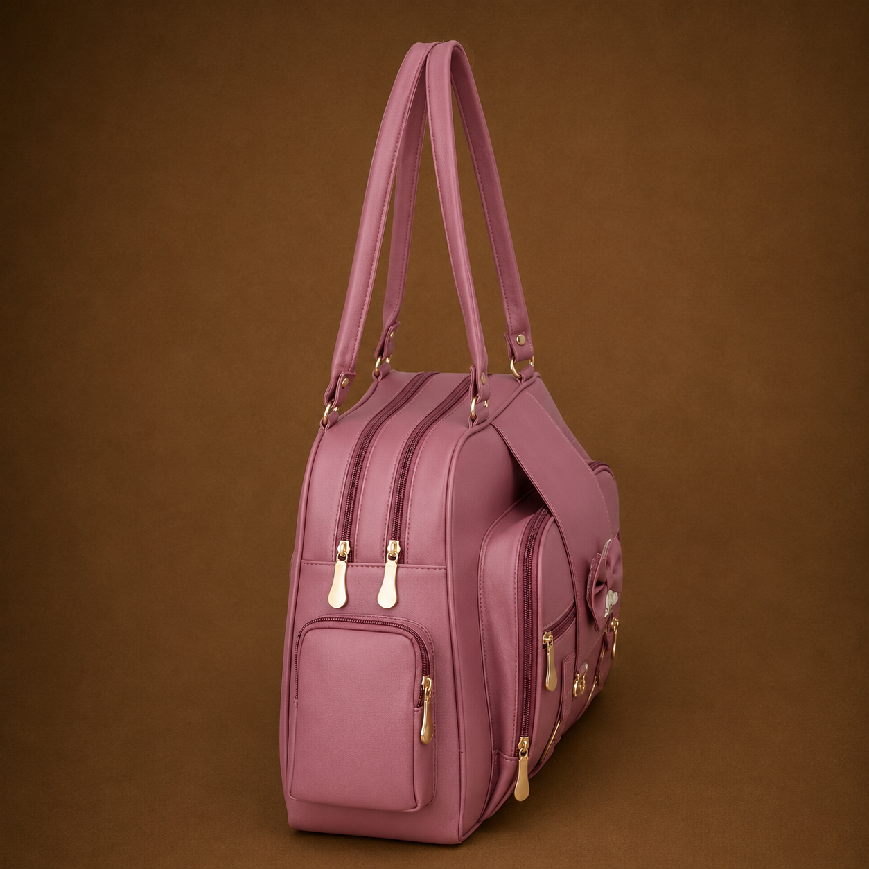 Premium Pink Multi-Compartment Handbag for Women | Elegant Shoulder & Travel Tote Bag