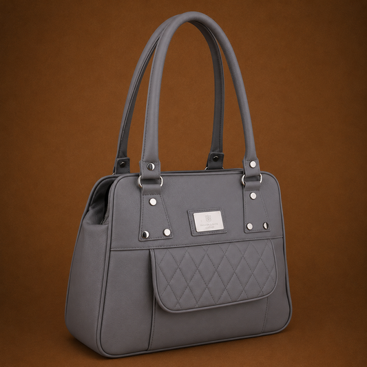 Classic Grey Shoulder Handbag for Women | Premium Spacious Tote Bag for Daily & Office Use
