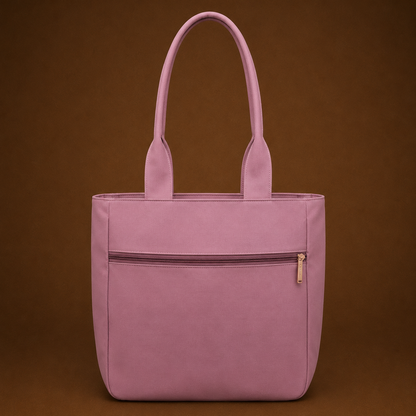 Cute Pink Tote Bag for Women | Large Capacity Casual Shoulder Bag with Front Pocket