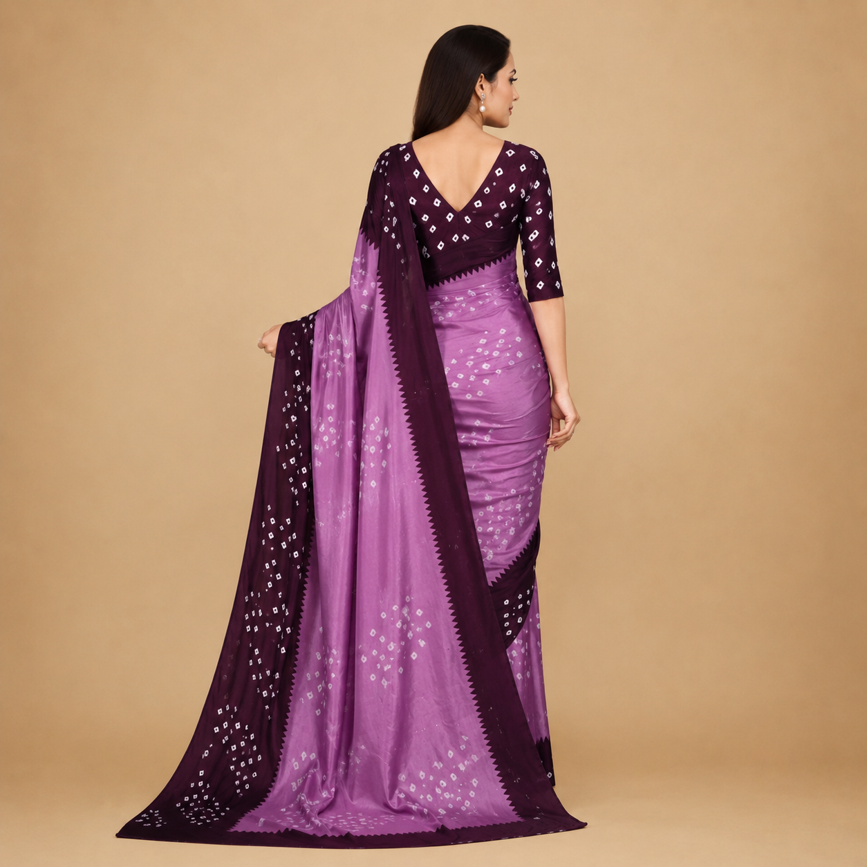 Elegant Purple Bandhani Print Saree for Women | Premium Ethnic Party Wear Saree with Blouse Piece