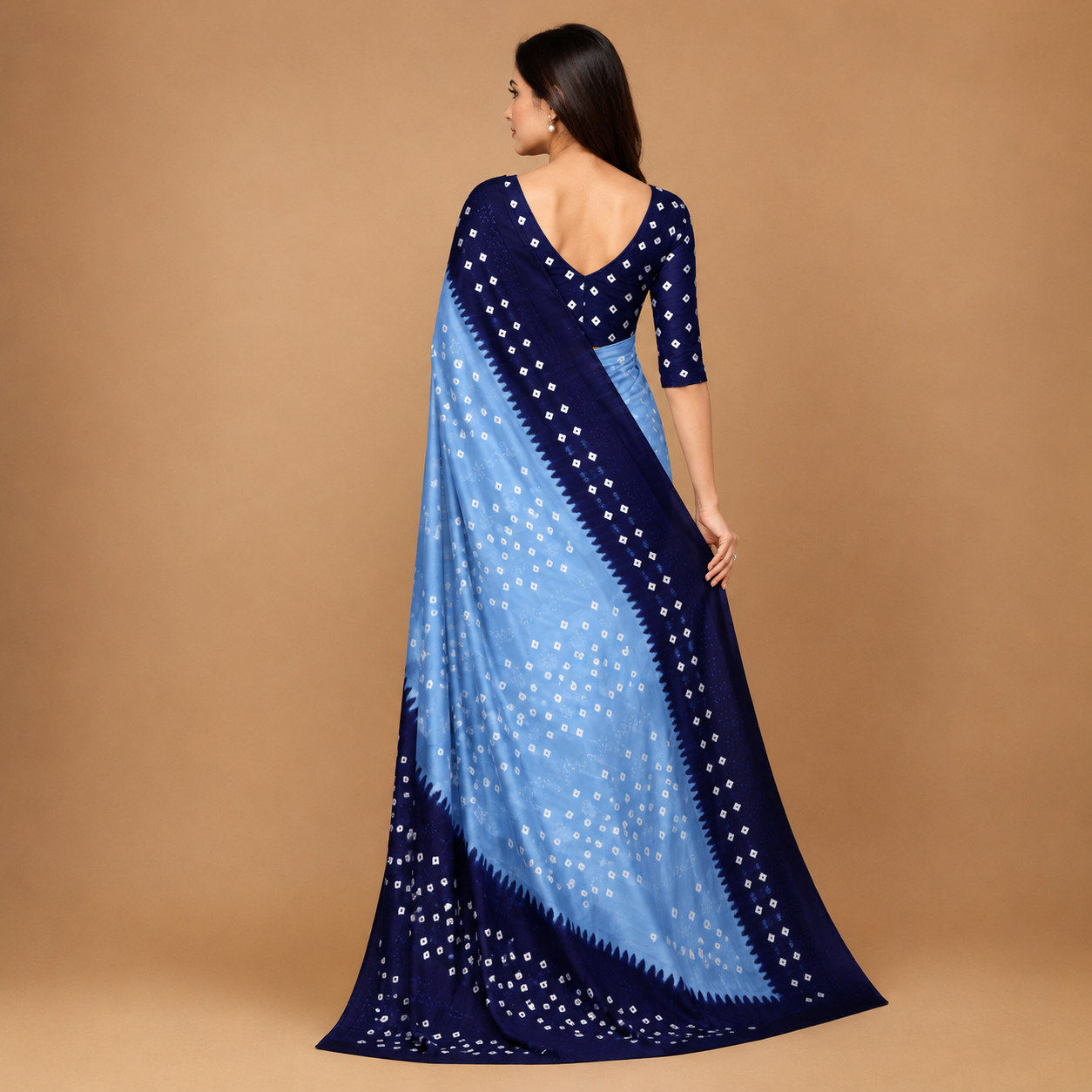 Elegant Navy Blue Bandhani Print Saree for Women | Premium Traditional & Party Wear Saree with Blouse Piece