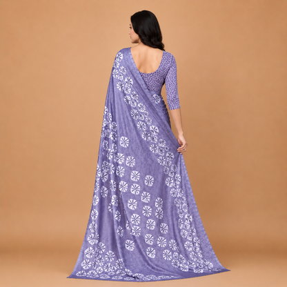 Elegant Lavender Floral Print Saree for Women | Premium Ethnic Party Wear Saree with Blouse Piece