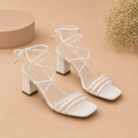 Women's Chic Square-Toe Lace-Up Block Heels – Elegant Multi-Strap Glatidator Sandals