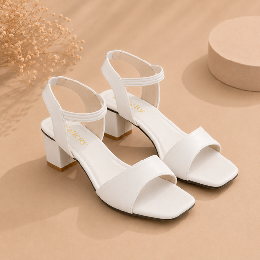 Felicity Women's Classic Square-Toe Block Heel Sandals – Elegant Open-Toe Strappy Ankle Slides