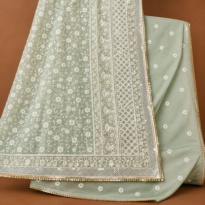 Heavy Soft Net Chikankari Embroidery Saree with Heavy Banglory Blouse.