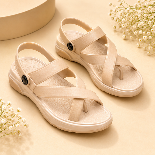 Dyana Core Women’s Beige Comfort Cross-Strap Platform Sandals