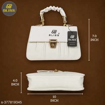 Elegant White Top Handle Handbag for Women | Premium Shoulder & Crossbody Sling Bag