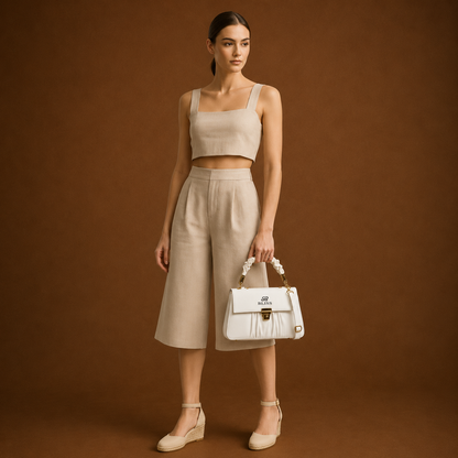 Elegant White Top Handle Handbag for Women | Premium Shoulder & Crossbody Sling Bag